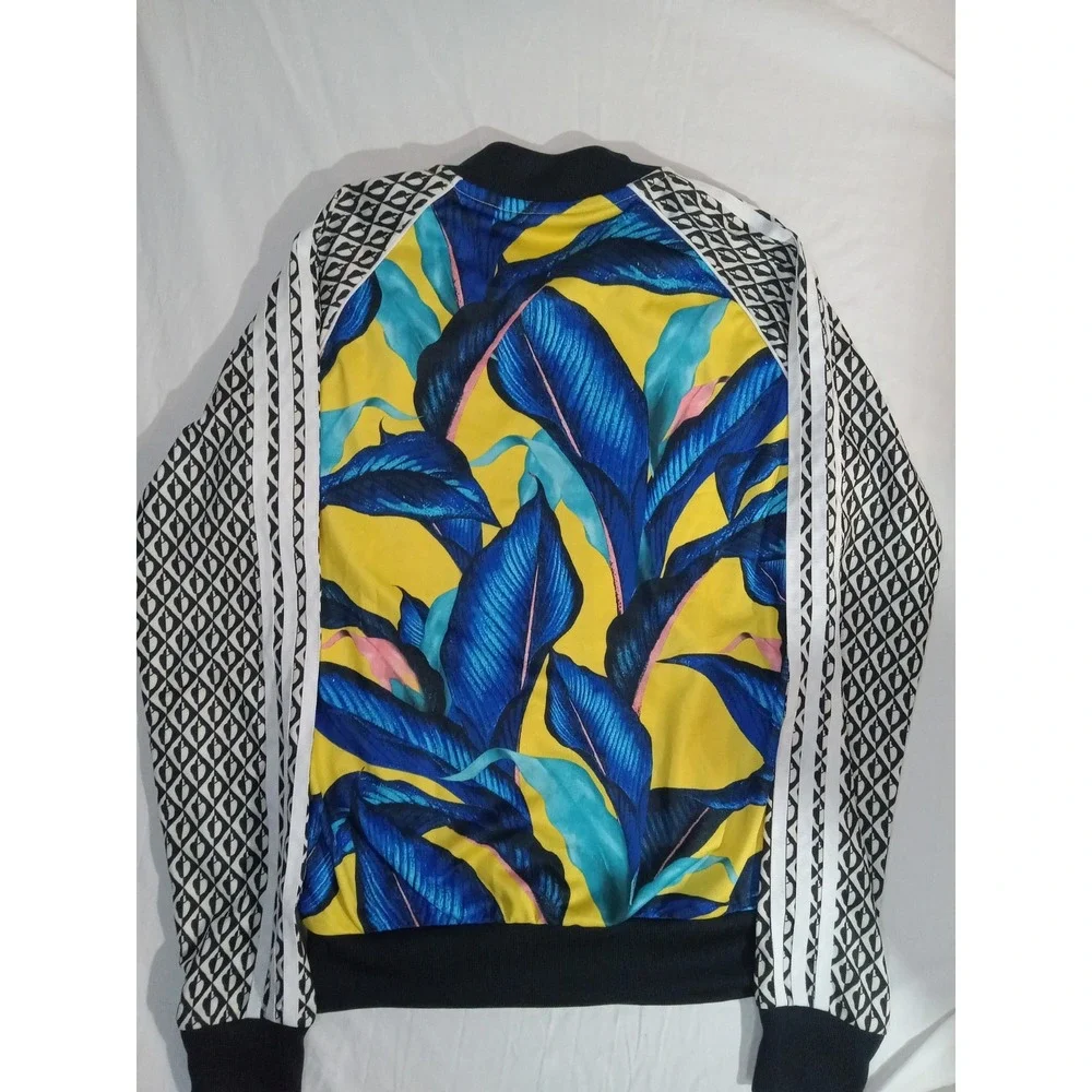 Adidas X Farm Rio Limited Edition Track Jacket Size XS Tropical Blue Yellow Leaf